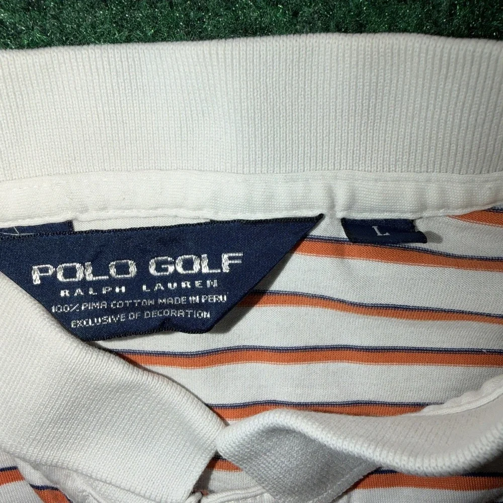 Polo Golf Ralph Lauren Polo Men's Size Large Orange White Stripe Polo Shirt